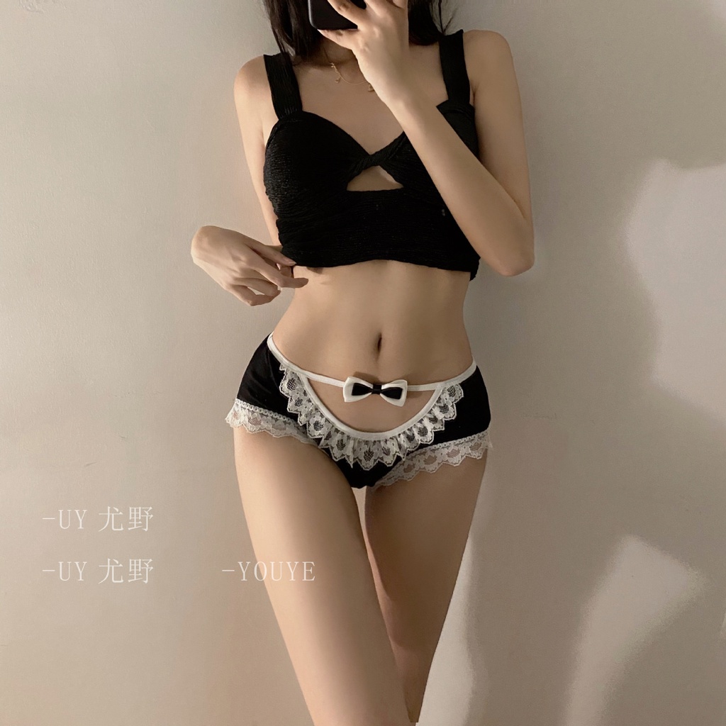Quần Lót Cotton Lưng Thấp Phối Ren Đính Nơ Thoáng Khí Quyến Rũ Cho Nữ 2022
