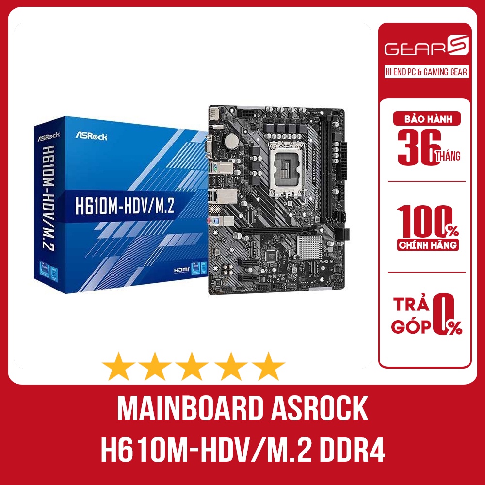 [Mã 44ELSALE2 giảm 7% đơn 300K] Bo mạch chủ ASRock H610M-HDV/M.2 DDR4 - Bảo hành chính hãng 36 Tháng