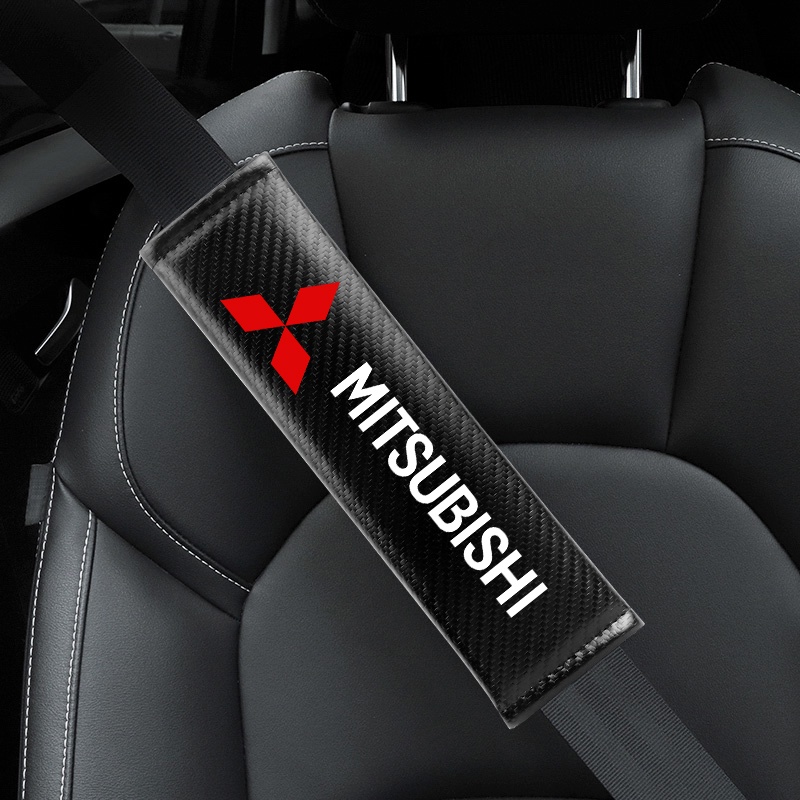 Set 2 Vỏ Bọc Dây Đai An Toàn Bằng Sợi Carbon Gắn Dây Đai An Toàn Cho Xe Hơi Fo Mitsubihsi Xpander Attrage Outlander Triton Pajero Lancer