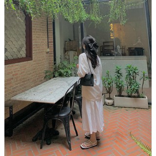 Áo sơ mi tay dài thắt eo [có sẵn]