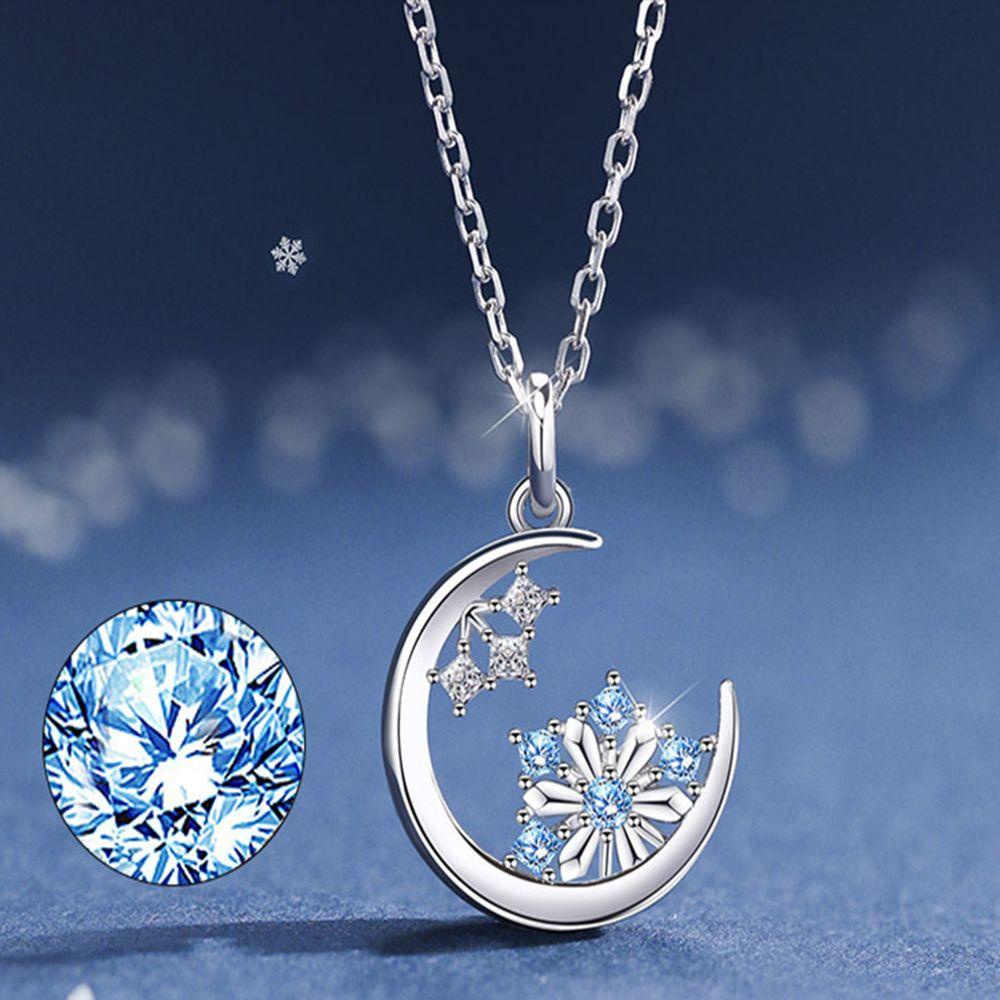 AROMA Vòng cổ Mặt Trăng Và Bông Tuyết Đơn Giản Thời Trang Hàn Quốc