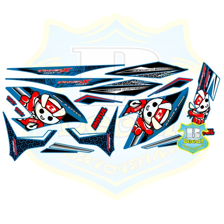 ( Quí khách vui lòng mang ra tiệm cho thợ dán ) Tem winner X racing boy xanh