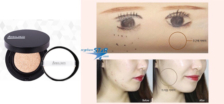 Phấn nước cushion april skin - Hàn quốc- mua phấn đc tặng 1 kem dưỡng da ông già tuyết của Nga trị giá 120 k