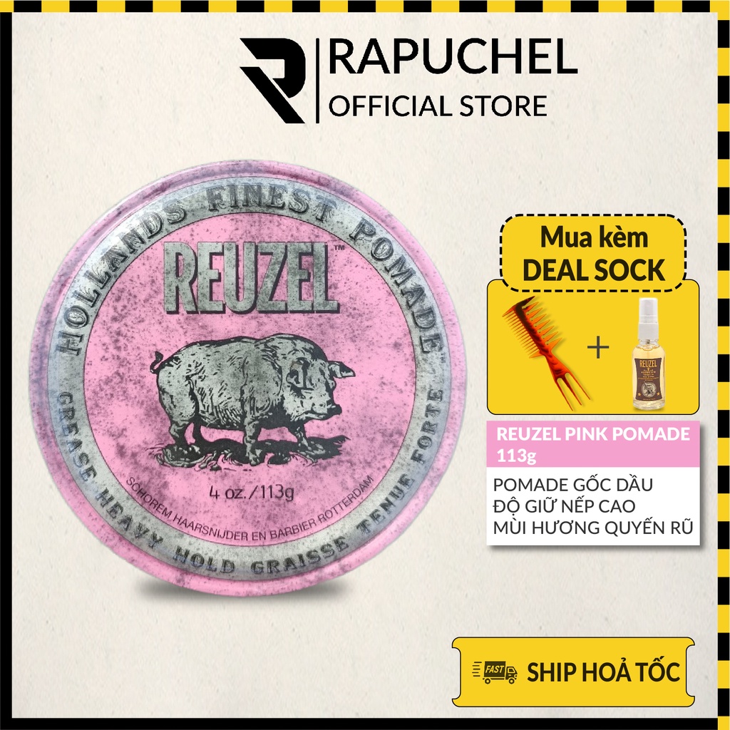 Sáp vuốt tóc nam Reuzel Pink Pomade thơm giữ nếp Rapuchel Store RH01