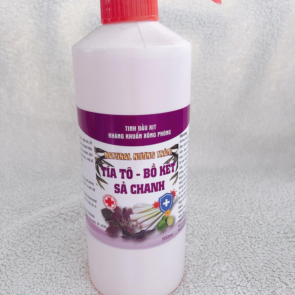 Tinh dầu xịt kháng khuẩn xông phòng hương tràm Sả Chanh Bạc Hà, Tía Tô Ngải Cứu chai 500ml.