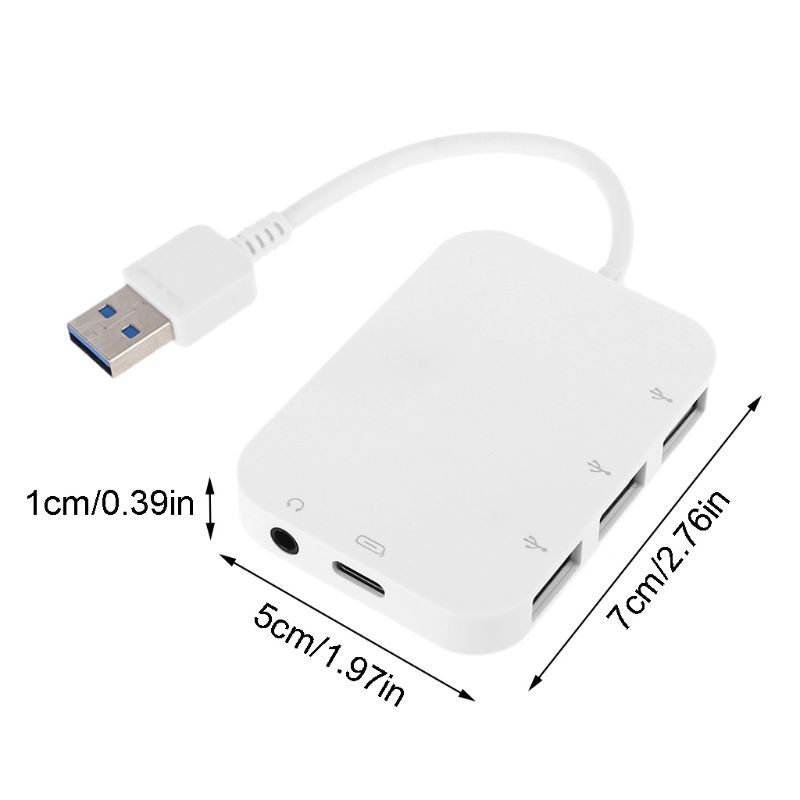 Cozyx Usb To 3x Usb 3.0 Hub Adapter Usb C Charger 3.5mm Audio Output For Pc Laptop