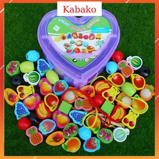 Xâu hạt gỗ cho bé xâu hạt gỗ hình trái tim đồ chơi gỗ cho bé đồ chơi trí tuệ cho bé KABAKO KBK002.