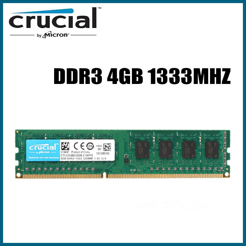 Thẻ Nhớ Ram Dimm T269 Crucial 4gb Pc3-10600U 2rx8 Ddr3 1333mhz 240pin