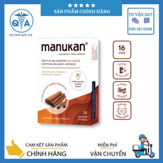 Viên ngậm manukan cinnamon hộp 16 viên thảo dược chiết xuất từ mật ong và quế giảm ho, đau họng