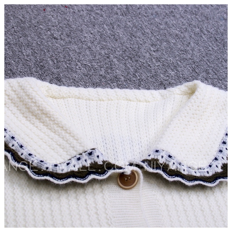 Áo Khoác Cardigan Dệt Kim Cổ Búp Bê Dáng Rộng Thời Trang Thu Đông