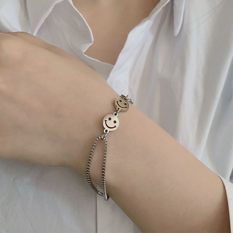 Harajuku Style Trendy Smiley Stainless Steel Bracelet