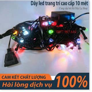 Dây đèn Led trang trí cao cấp dài 10 mét 100 bóng, siêu bền, bao đứt, chống nắng, mưa thích hợp trang trí noel, lễ, tết