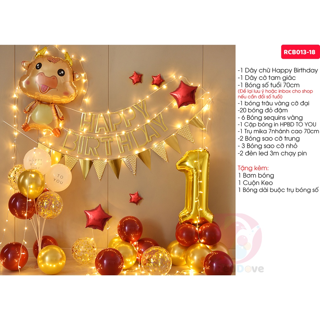 Trang trí sinh nhật , set bóng trang trí thôi nôi RCB013 RedDove