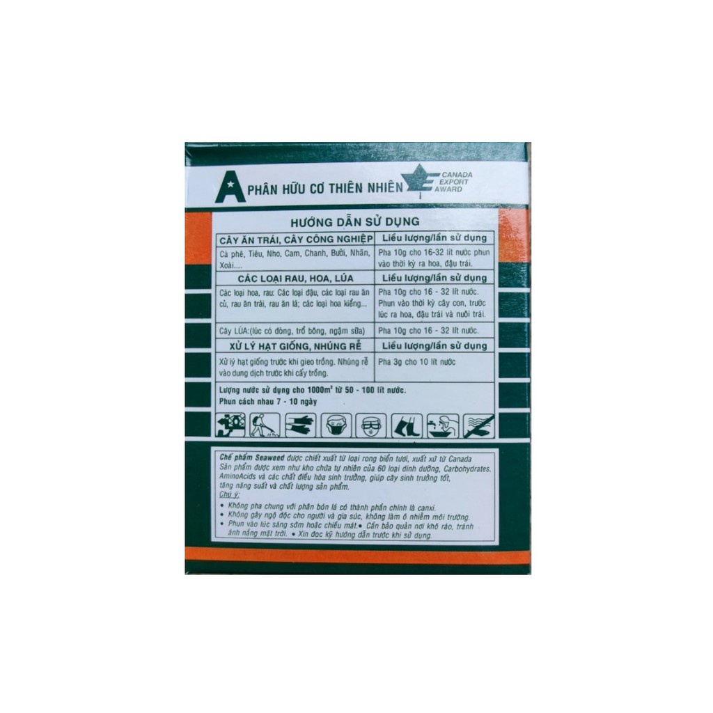 ( SIÊU HOT ) Hộp 10 gói phân bón rong biển SEAWEED NK Canada 10gr/gói