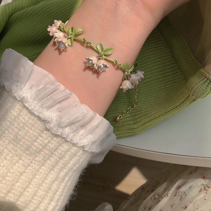 Vòng Tay Ngọc Trai Hình Hoa Lan Xinh Xắn Thời Trang Mùa Xuân Cho Nữ