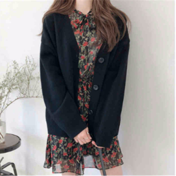 Áo Khoác Cardigan Bằng Len Dệt Kim Dáng Rộng Phong Cách Harajuku Dành Cho Nữ | BigBuy360 - bigbuy360.vn