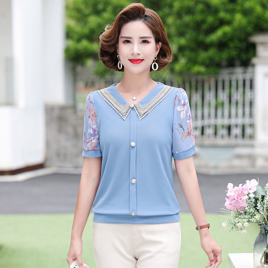 Áo Thun Tay Ngắn Dáng Rộng Phong Cách Phương Tây Dành Cho Phụ Nữ Trung Niên 40-50 Tuổi qd2.my6.28