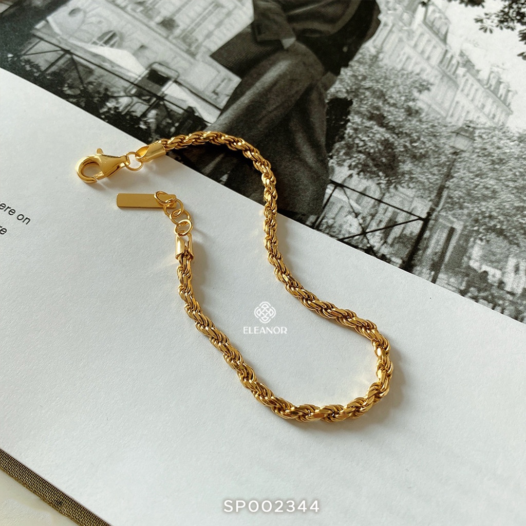 Lắc tay nữ Eleanor Accessories bạc 925 cao cấp mạ vàng 14K kiểu dáng xoắn phụ kiện trang sức đẹp