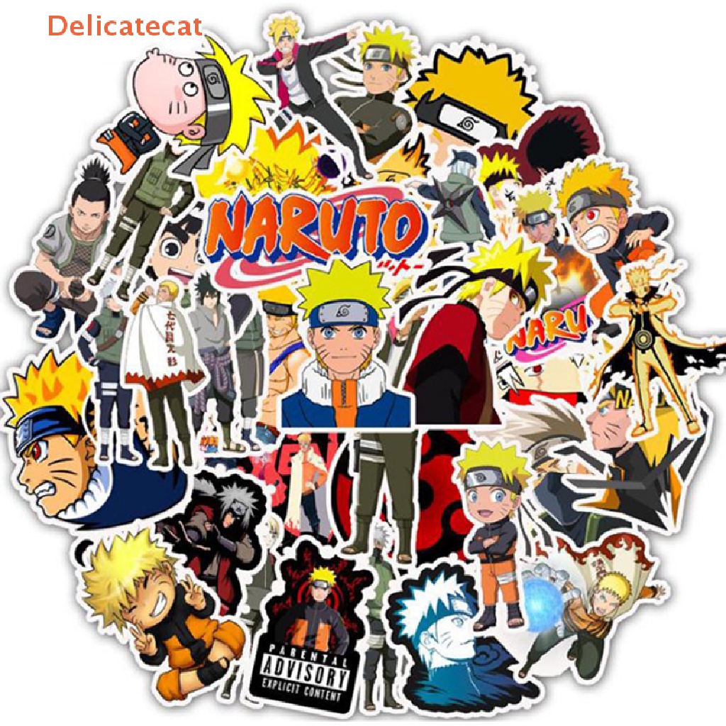 50 Miếng Dán Hoạt Hình NARUTO Trang Trí Ván Trượt / Guitar / Va Li Chống Thấm Nước