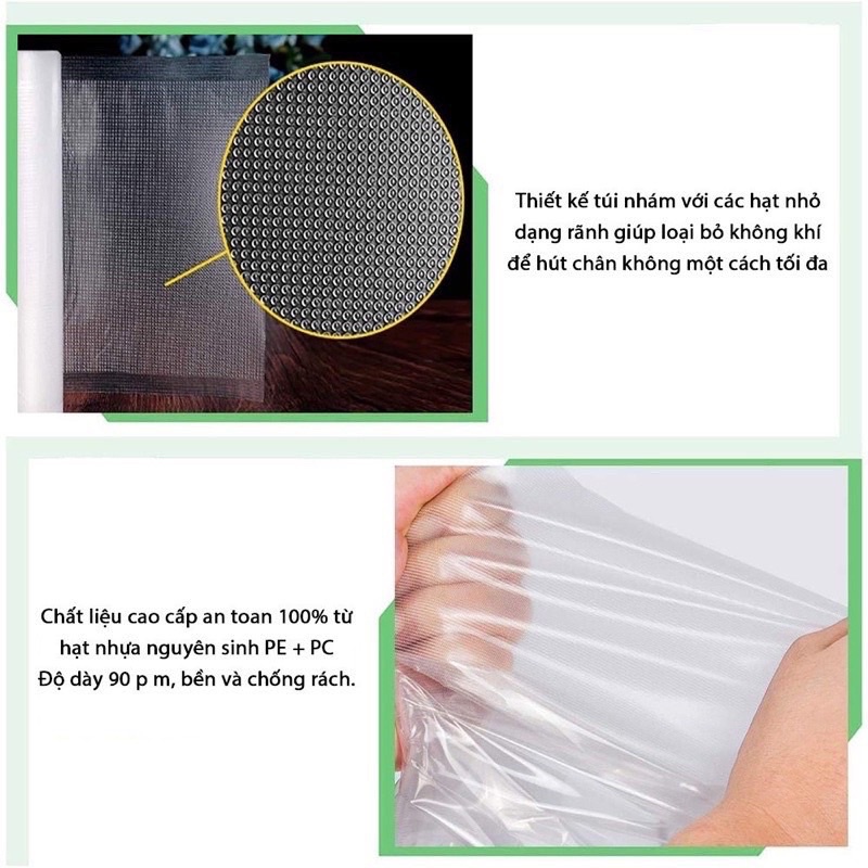 Túi hút chân không thực phẩm, Túi hút chân không một mặt nhám 15x20 loại 1 đủ size SLL