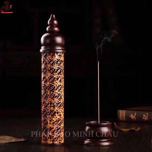 LƯ XÔNG GỖ TRỤ 33CM - NÂU