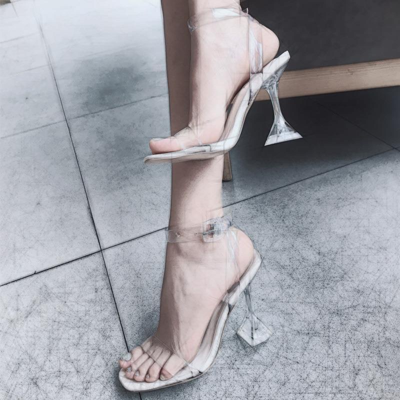 Xăng đan Cao Gót Hở Ngón Quai Trong Suốt Thời Trang Mùa Hè Dễ Phối Đồ Có Size 34-40 Dành Cho Nữ