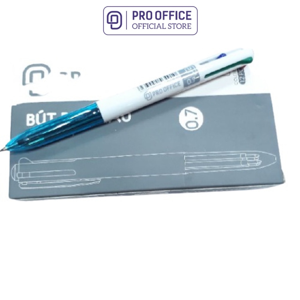 Bút Bi 4 Màu PRO OFFICE Mực Đều,Viết Êm Tay, Đánh Dấu Tiện Lợi BP401
