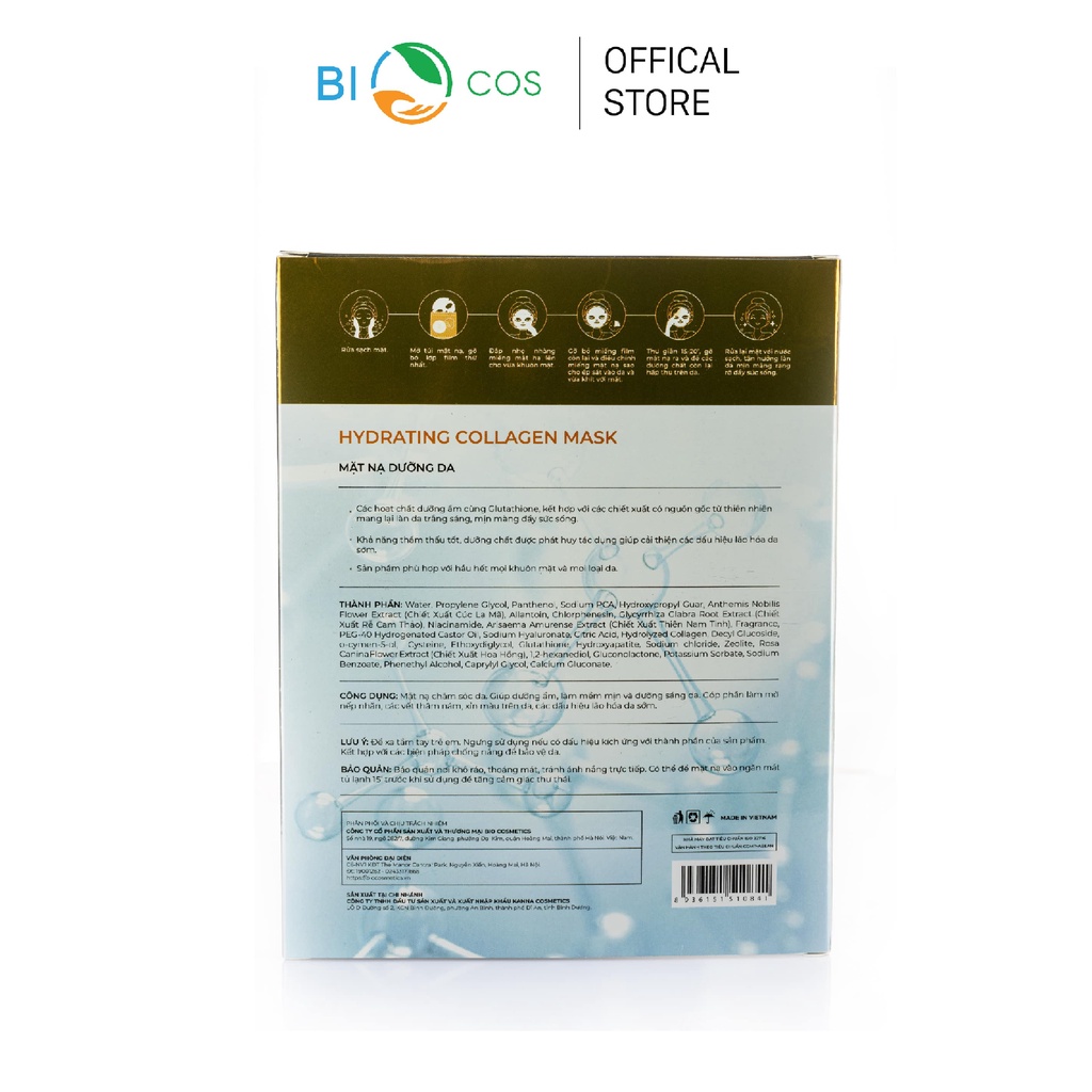 Mặt Nạ Dưỡng Da BIOCOS - Hydrating Collagen Mask - Hộp 5 Gói (25g/Gói)