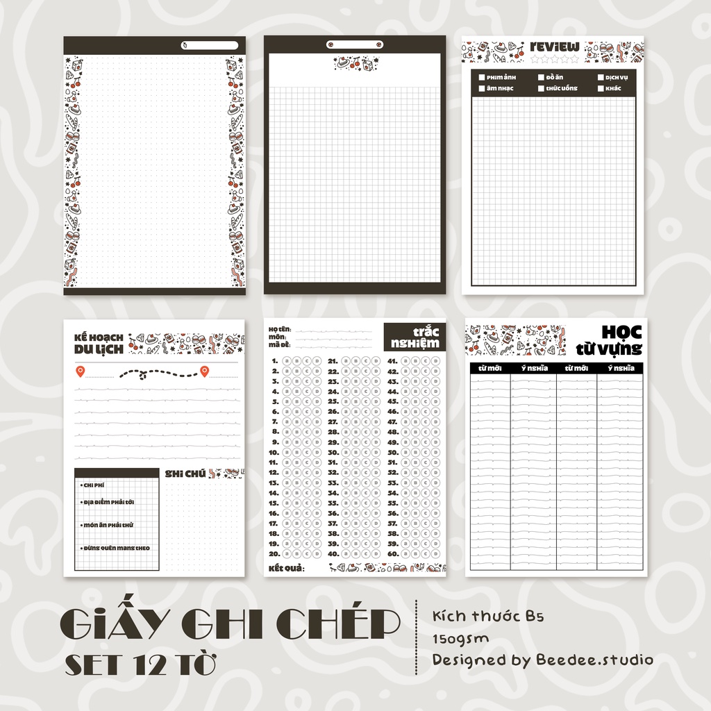 Bộ 12 Tờ Giấy Note Lên Kế Hoạch Ôn Tập Self Planner Beedee.studio Cây Đầu To