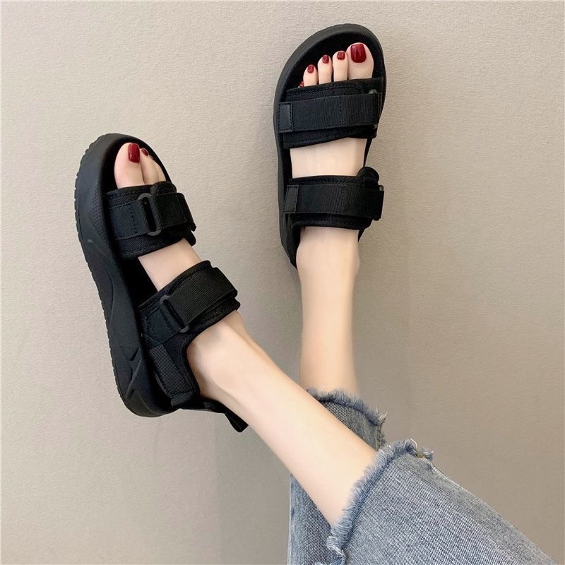 Giày MWC 2929 - Giày Sandal Đế Bằng, Giày Sandal Quai Ngang Vải Dù Đế Bằng Năng Động