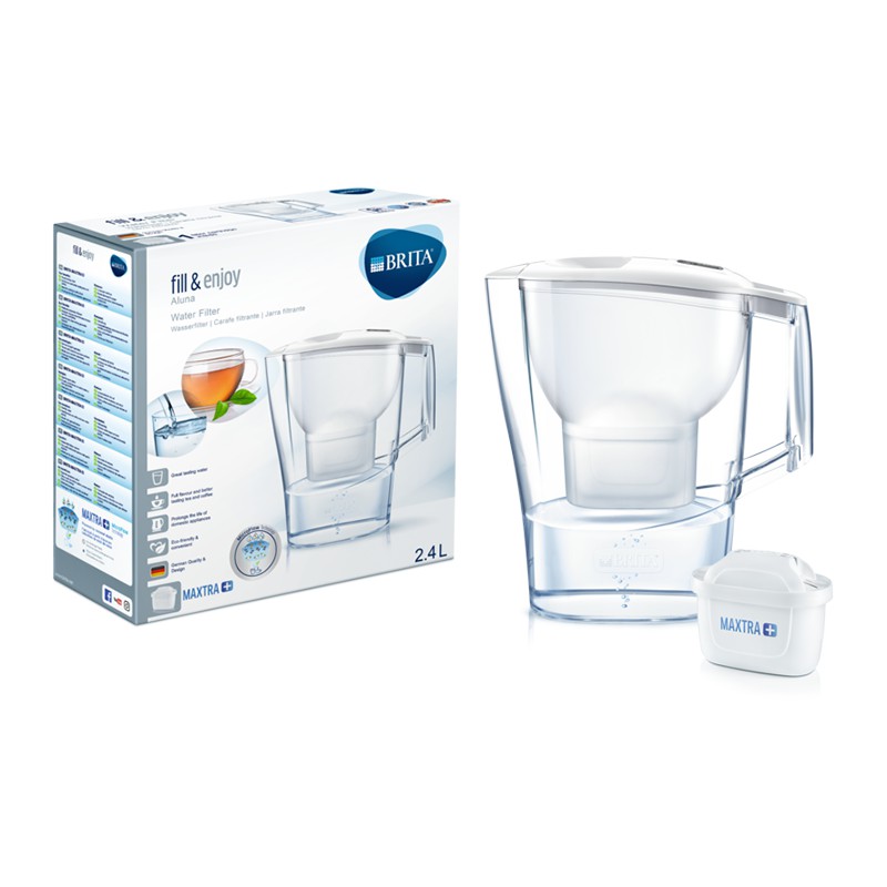 Bình lọc nước BRITA Aluna Cool White 2,4l (có sẵn 1 lõi lọc Maxtra Plus)