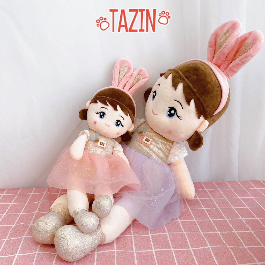 Búp bê váy nhũ tai thỏ cute dễ thương, búp bê bông váy nhũ tai thỏ cho bé cao cấp Tazin