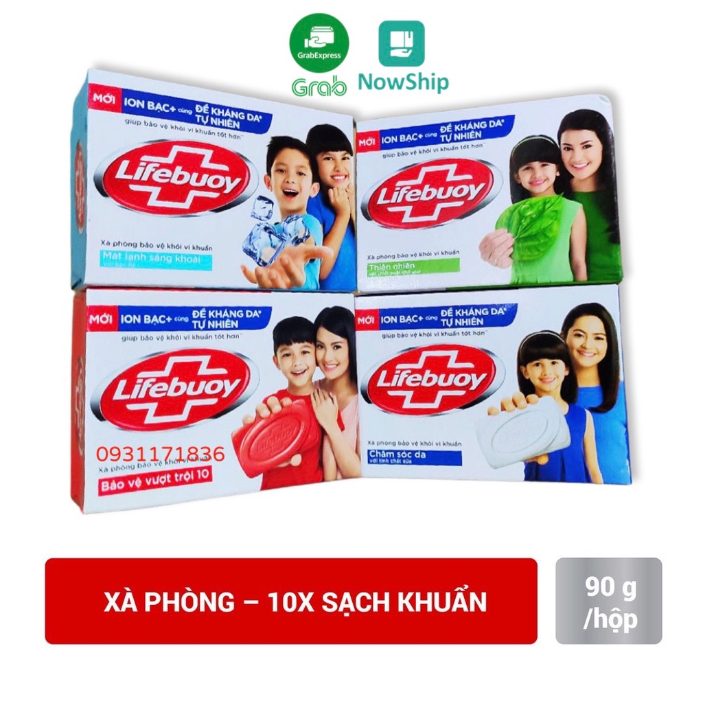 Xà bông cục Lifebuoy 90g đủ màu Đỏ Bảo Vệ Vượt Trội, Xanh Lá Thiên Nhiên , Chăm Sóc Da , Mát Lạnh Sảng Khoái