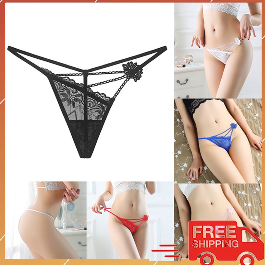[FREESHIP❤️] Quần Lót Nữ Ren Xuyên Thấu 3 Dây Xích Chéo Hông Sexy Quyến Rũ Freesize Dưới 60Kg