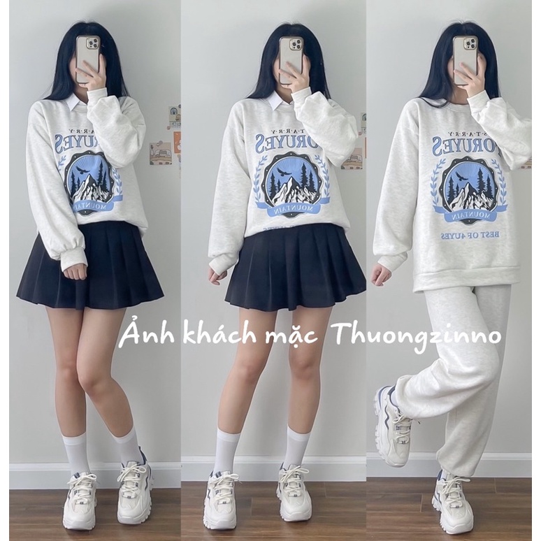 [Ảnh thật/Video]Set bộ nỉ COSMOS gồm áo và quần dài phong cách Hàn Quốc | BigBuy360 - bigbuy360.vn