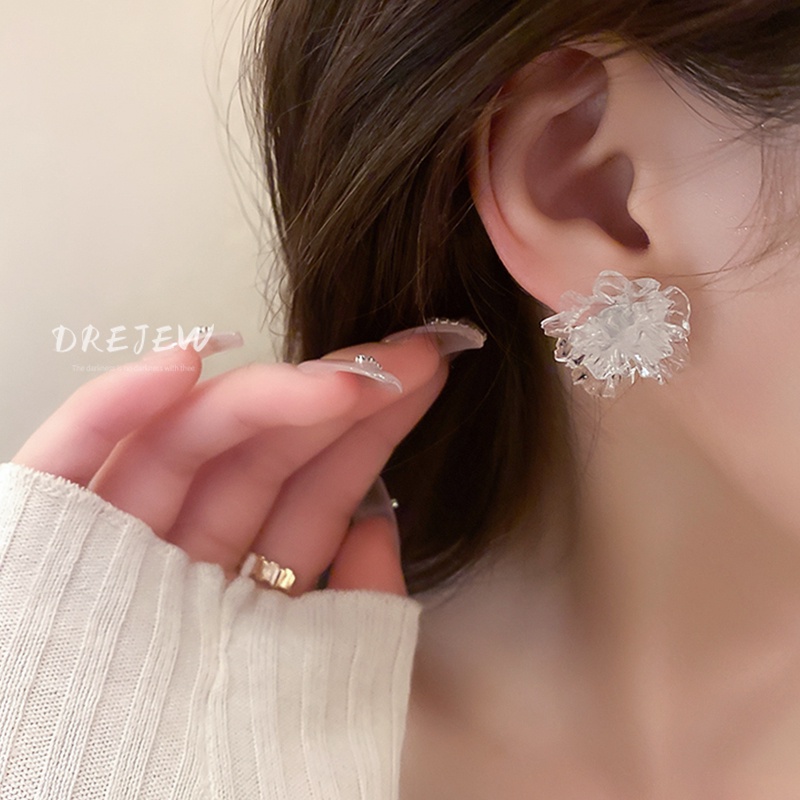 DREJEW Khuyên Tai Kim Bạc Hình Bông Hoa Phong Cách Thời Trang Hàn Quốc Dành Cho Nữ 2