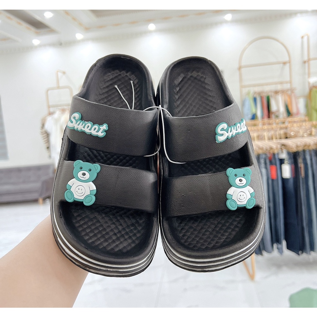 Dép bánh mì nữ, dép 2 quai đế vân sóng đế độn siêu nhẹ chất liệu EVA size kép 36-41