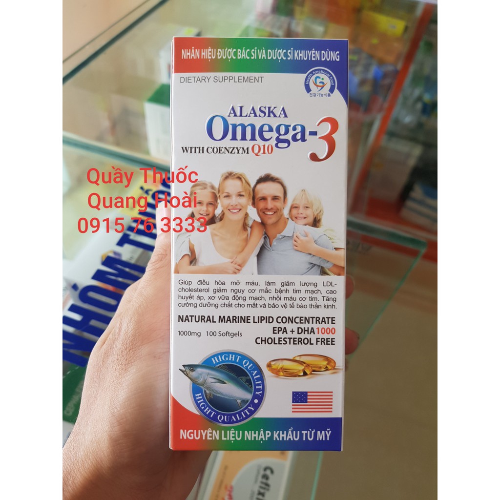  Dầu cá Alaska Omega 3 - Bổ Não, Tăng cường thị lực, Giảm nguy cơ mắc bệnh Mỡ Máu, Tim Mạch 