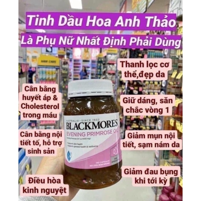 Tinh Dầu Hoa Anh Thảo BLACKMORES EVENING PRIMROSE OIL 190 Viên