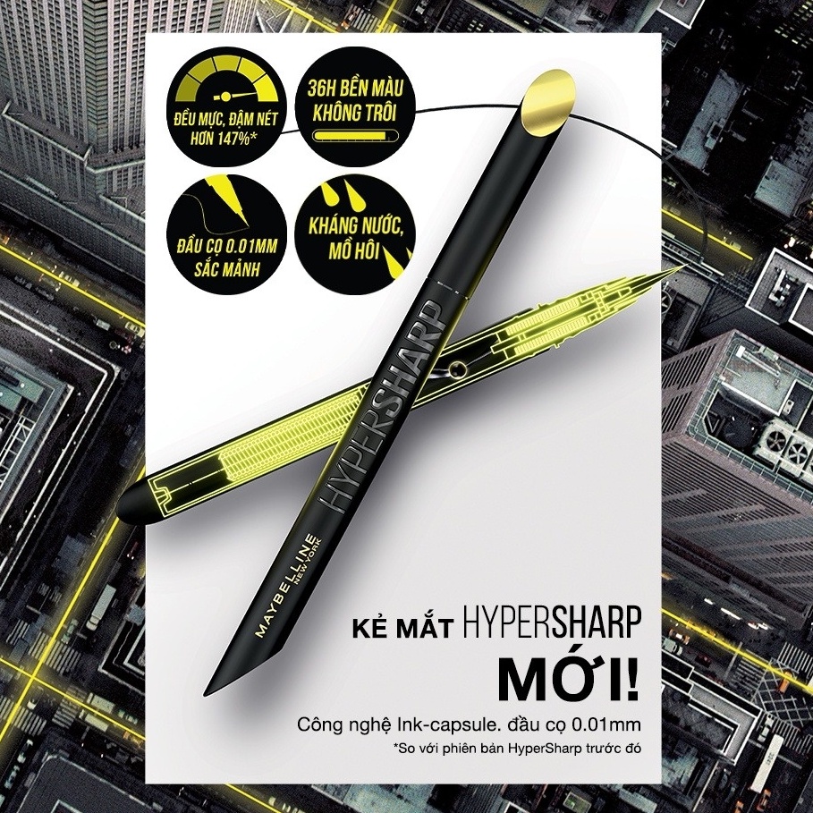 Bút Kẻ Mắt Nước Maybelline Sắc Mảnh BK1 Đen Sắc Sảo Hyper Sharp Liner 36h 0.4g