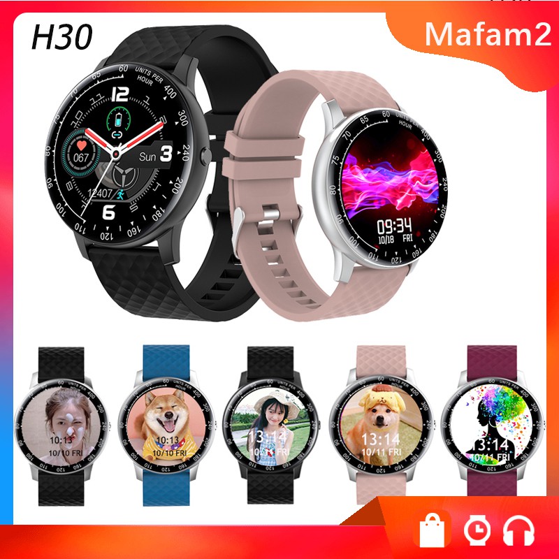 🥭New Fashion🥭H30 Smart Watch DIY Watch Face Full Touch Round Screen Heart Rate Blood Pressure Monitor Sports Smart Watch