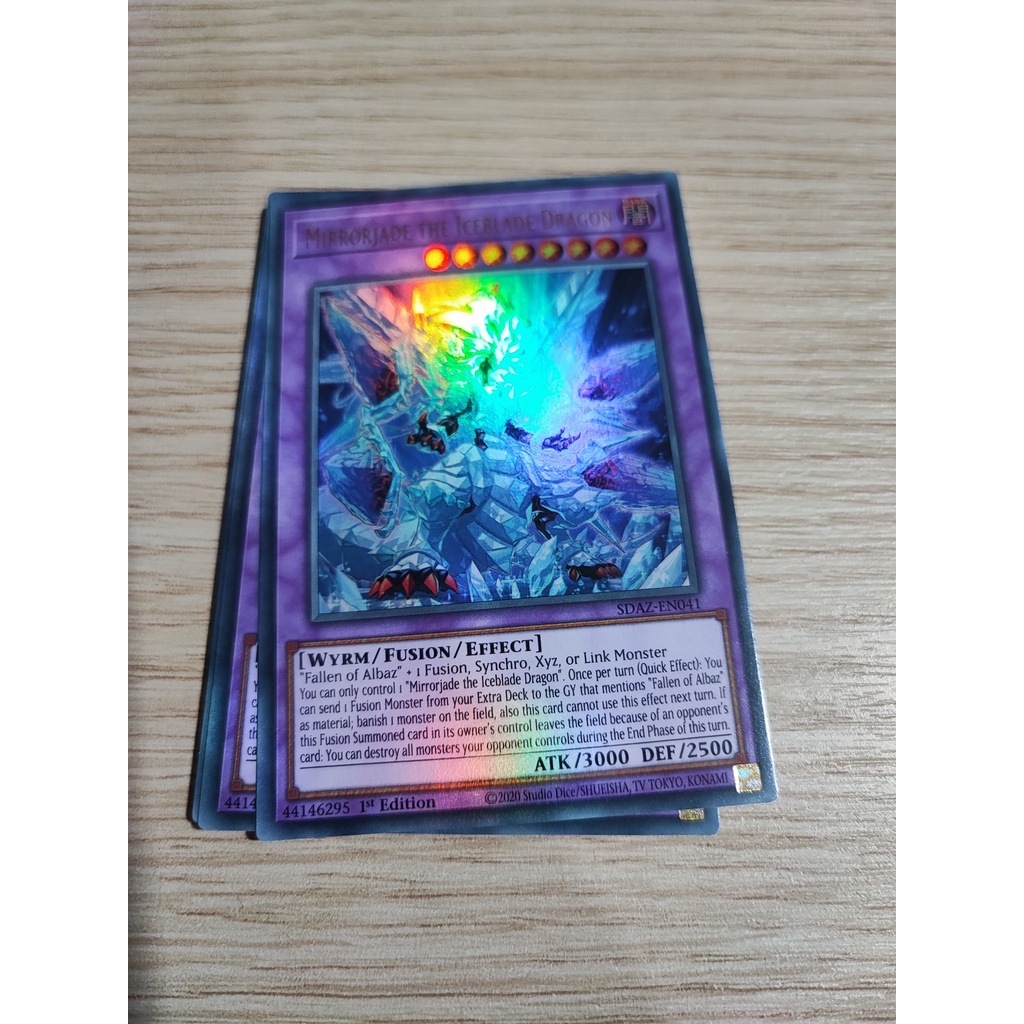 1 lá thẻ bài Mirrorjade the Iceblade Dragon - SDAZ-EN041 - Ultra Rare 1st Edition
