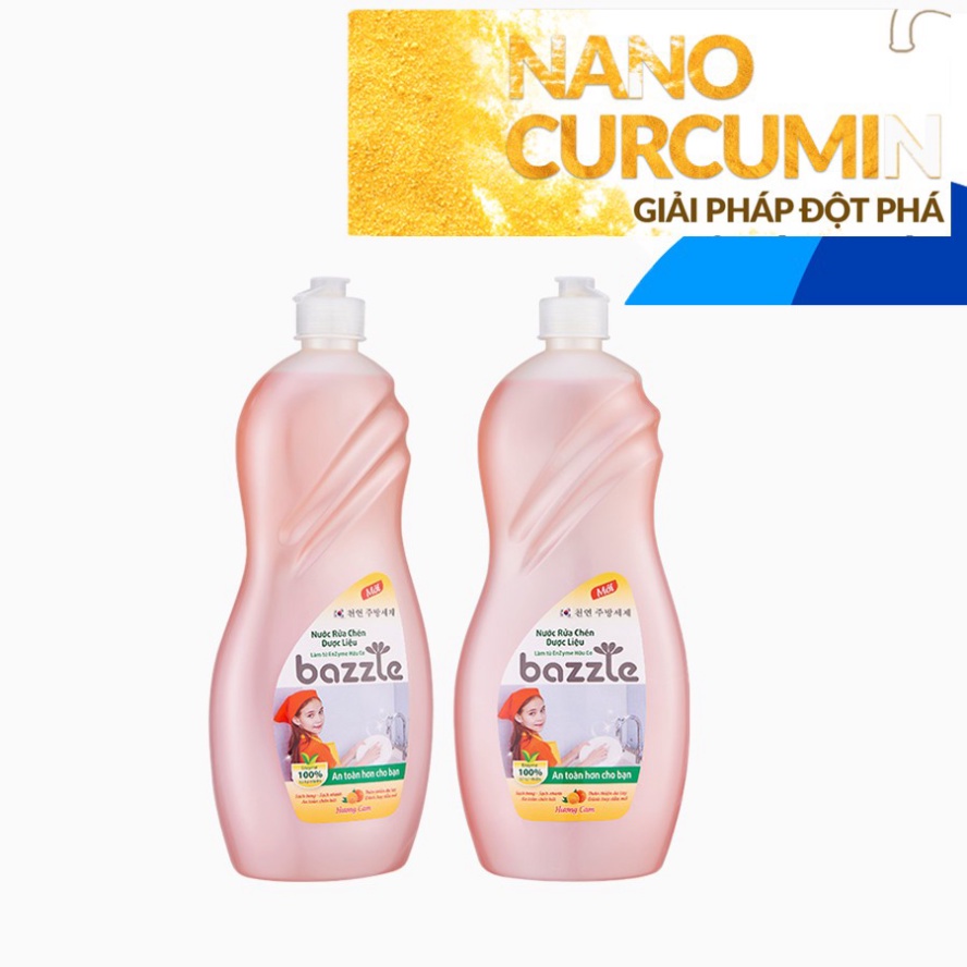 Nước rữa chén bát dược liệu Bazzle Hàn Quốc 845ml - Không gây kích ứng da, đánh bay dầu mỡ, sạch bóng