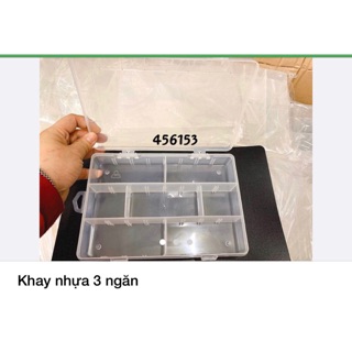 Khay - hộp nhựa 3 ngăn đựng kẹp tăm - đá đính móng