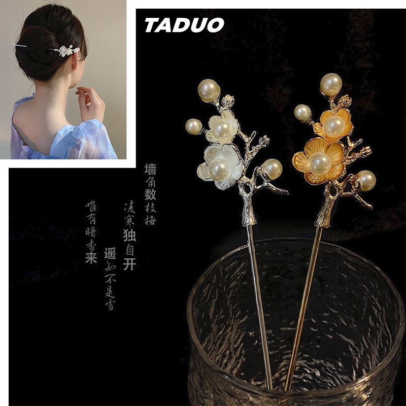 Trâm Cài Tóc Một Lớp Đính Hoa Và Ngọc Trai Phong Cách Hanfu Cổ Điển Cho Nữ