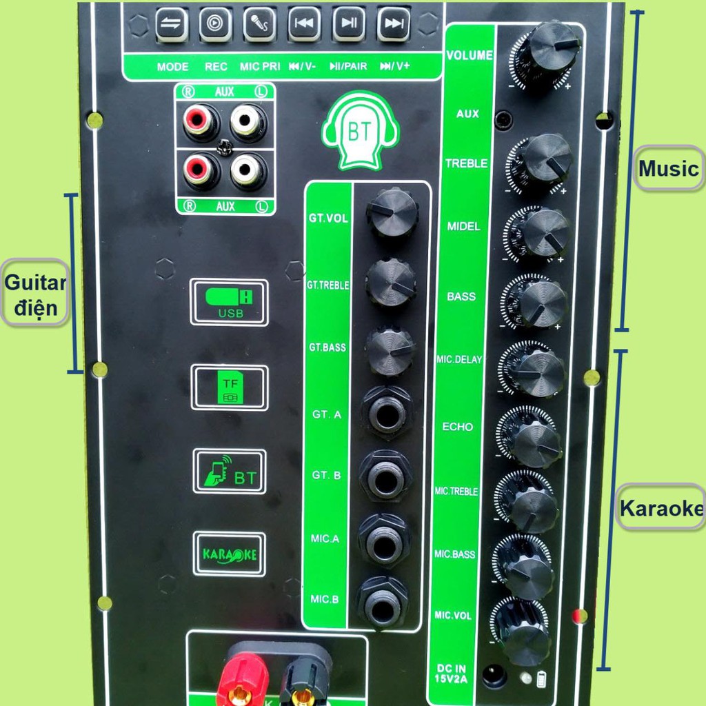 Mạch loa kéo 2 kênh 3 tấc đôi có Guitar điện 2 IC CS8673E 130W + 130W có nguồn xung 220V