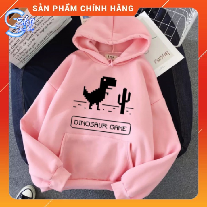 ÁO HOODIE UNISEX NAM NỮ  IN CHỮ DINOSAUR GAME SIÊU HOT