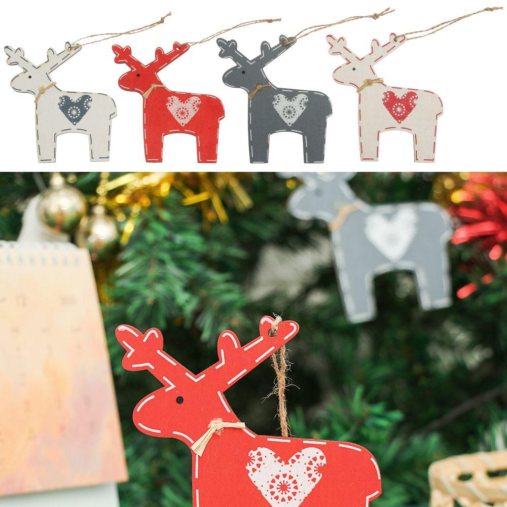 Bộ 4 Phụ Kiện Trang Trí Giáng Sinh Bằng Gỗ Mới