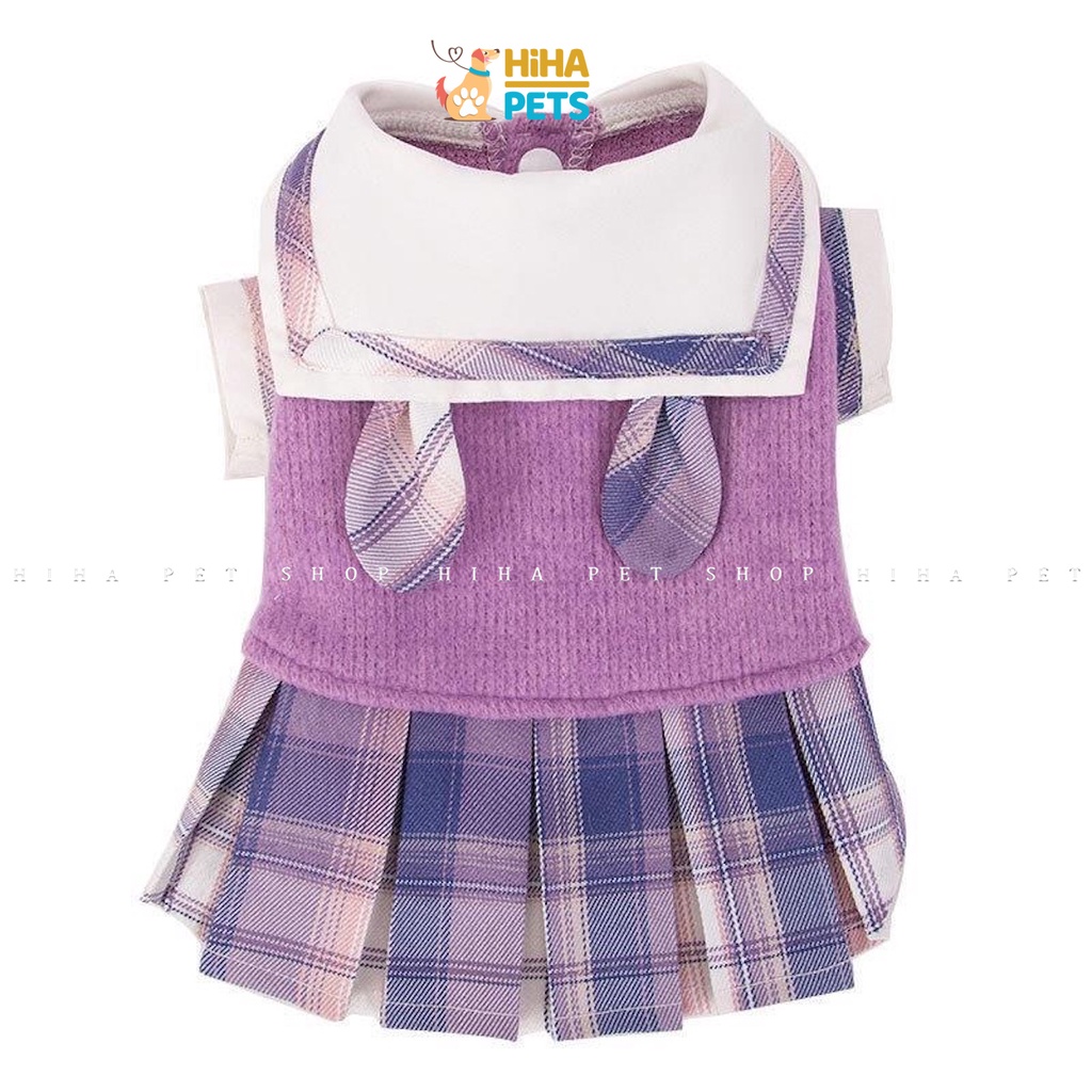 Quần Áo Cho Chó Mèo Phong Cách Hàn Quốc, Váy Áo Học Sinh Tai Thỏ Mát Mẻ Mùa Hè, Ấm Áp Mùa Đông Hihapet