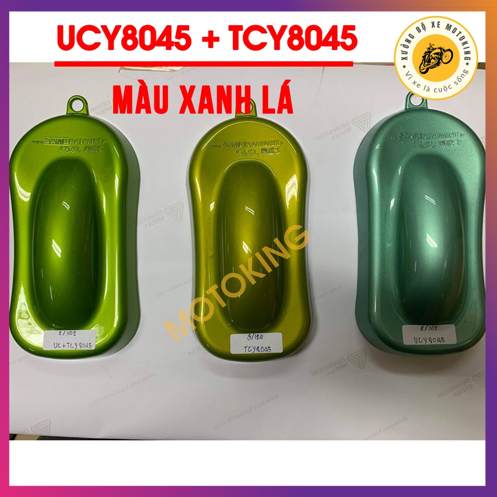 Combo  sơn samurai xanh lá UC+TCY8045 loại 2K chuẩn quy trình độ bền 5 năm gồm 2K04 - UCY8045 - TCY8045 -2k01